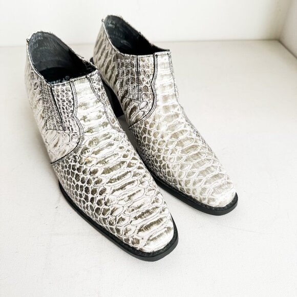 Tony Lama Snakeskin Western Booties Green White 8M - Picture 5 of 7
